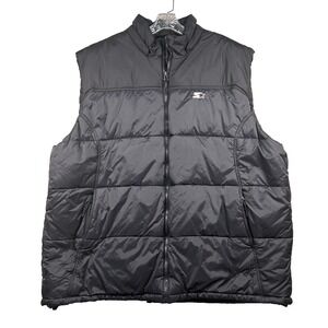 Starter Vest Mens 2xl Down Puffer Feather Solid Black 50/52